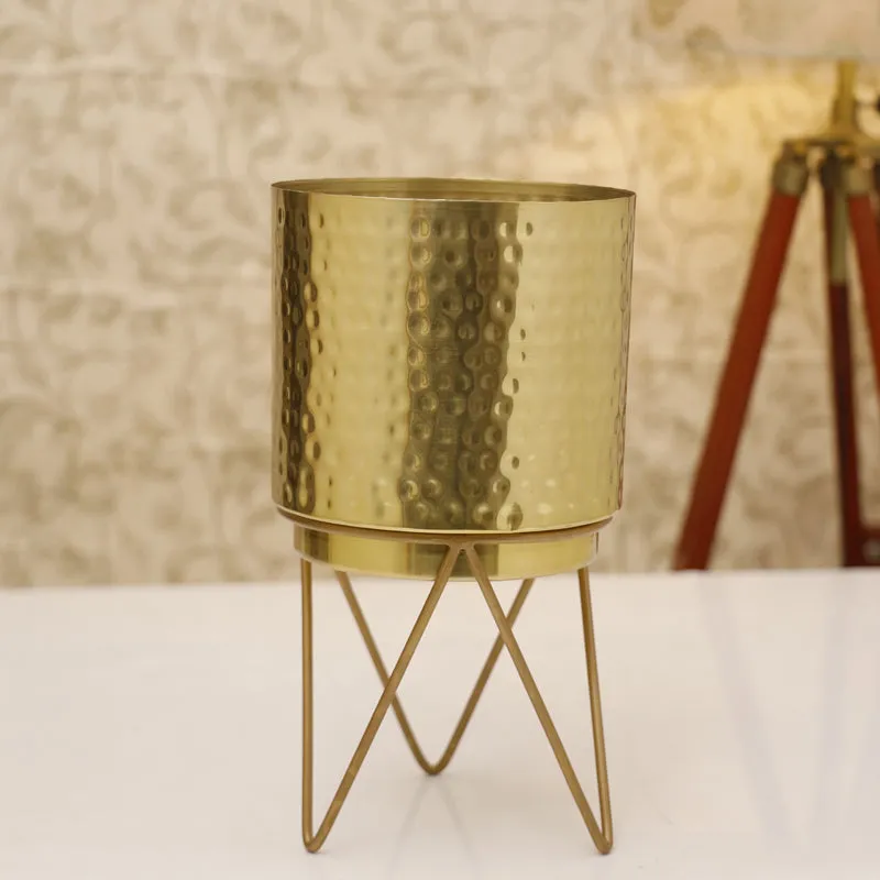 Vida Elle Golden Planter with Stand media 7