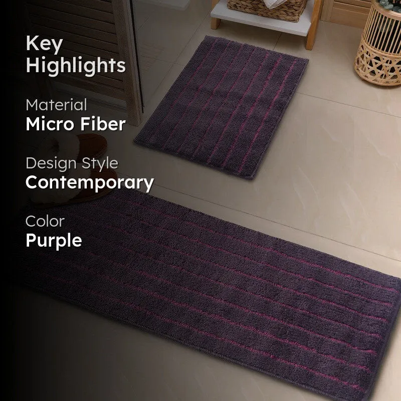 StripeEase Microfiber Bath Mats (Purple) - Set of Two media 2