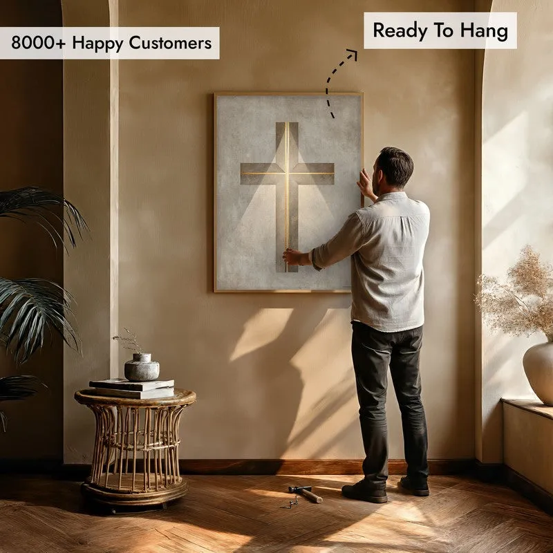 Holy Cross Glow Archival Paper Wall Painting With Brown Frame media 5