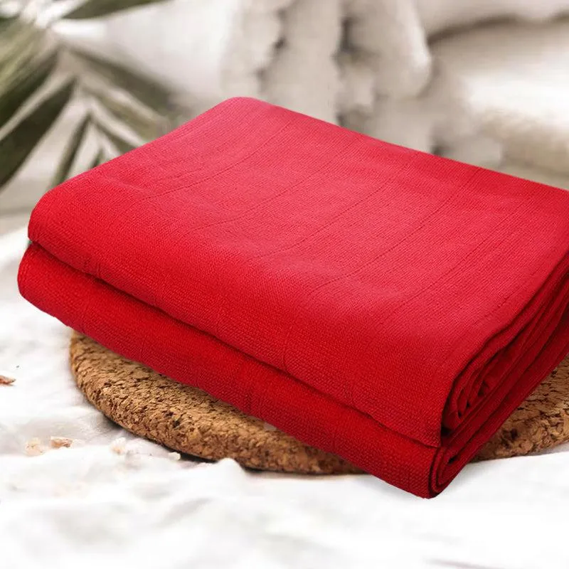 Sarda Bath Towel (Red) - Set Of Two media 1