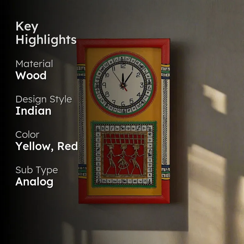Desi Dhokra Wall Clock - Yellow media 2