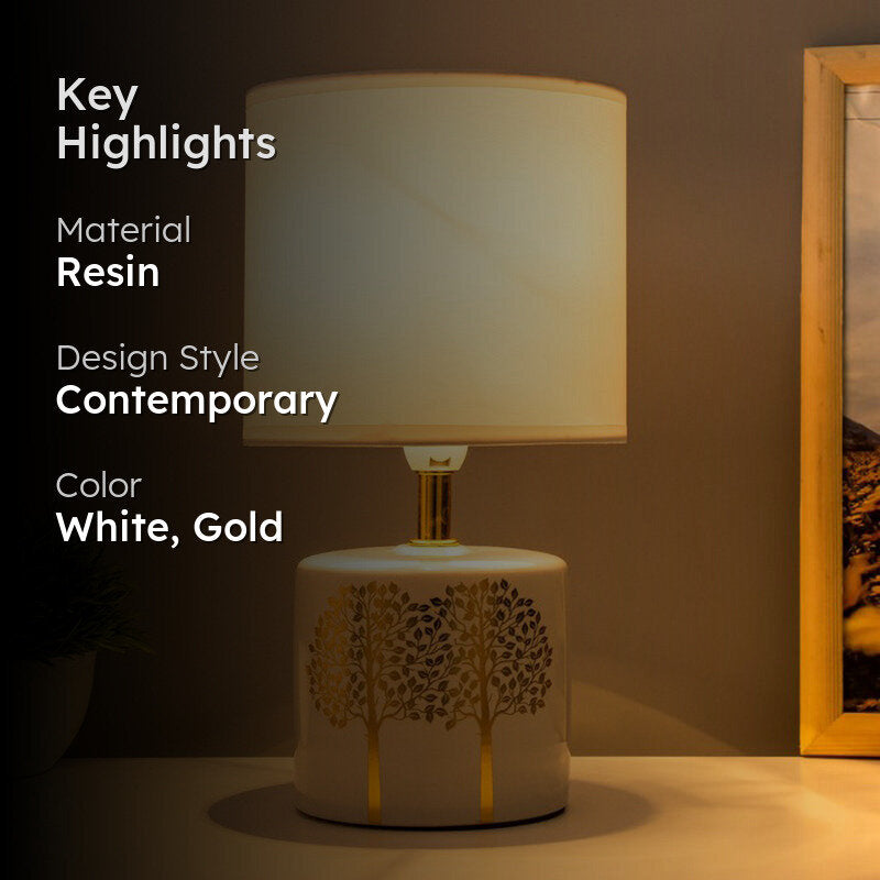 Vriksha Resin Table Lamp - White,Gold media 2