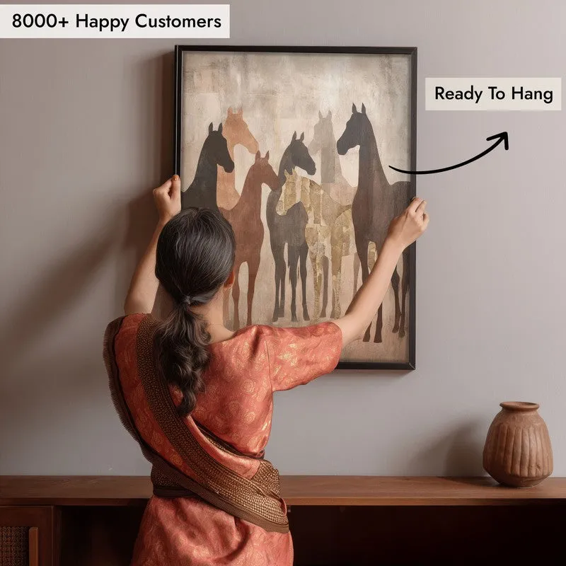 Sandy Horse Wall Painting With Black Frame media 8