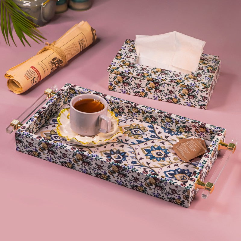 Grace Serve Tray with Tissue Holder - Two Piece Set
