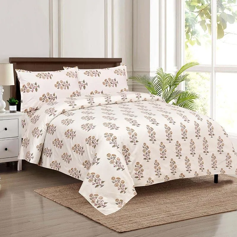 Tamiksha Printed Cotton Bedsheet (Yellow) - 160 TC media 1