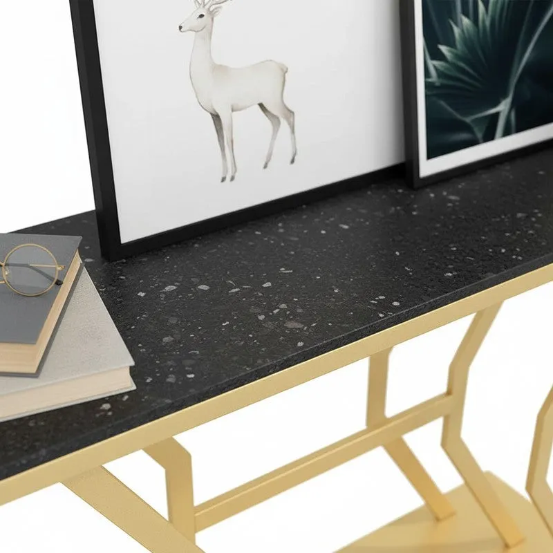 Refined Luxury Metal Console Table with MarbleTop - Small media 3