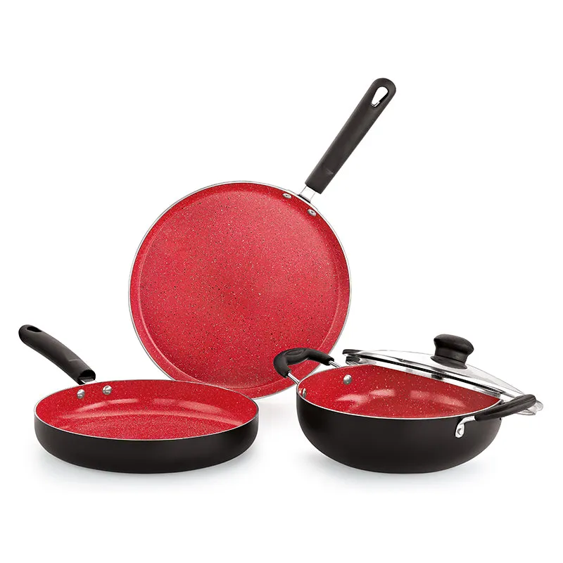 Nirlon Red Ceramic Coating Cookware Set media 1