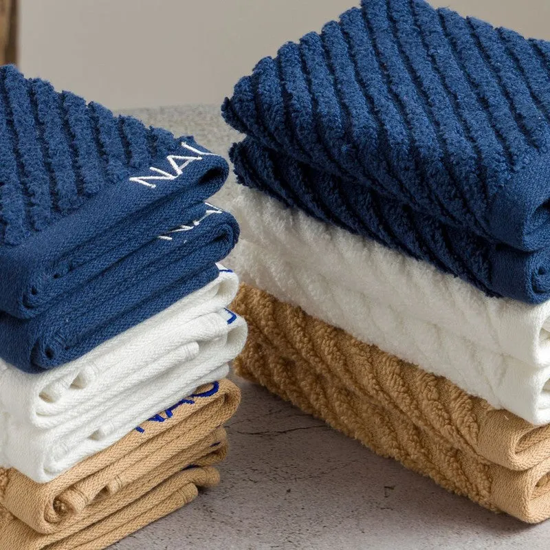 Nautica Riviera Soft Cotton Hand & Face Towel (White,Yellow & Dark Blue) - Set Of Twelve media 5