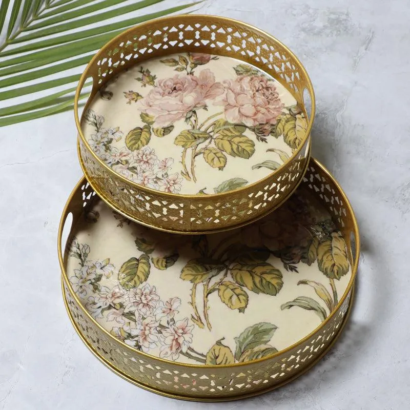 Bubbly Flora Metal Serving Tray - Set Of Two media 1