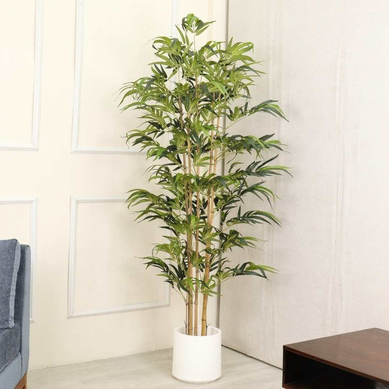 Artificial Bamboo Plant With Black Fiber Pot - 7 Feet media 3