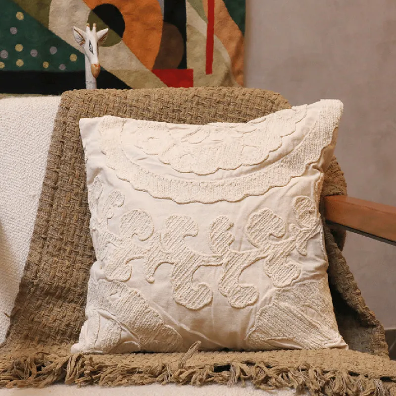 Plush Curves Tufted Cushion Cover - Ivory media 1