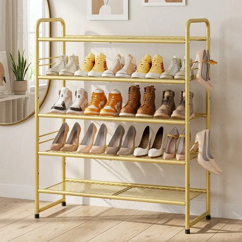 Slim Metal Shoe Rack - Gold media 1