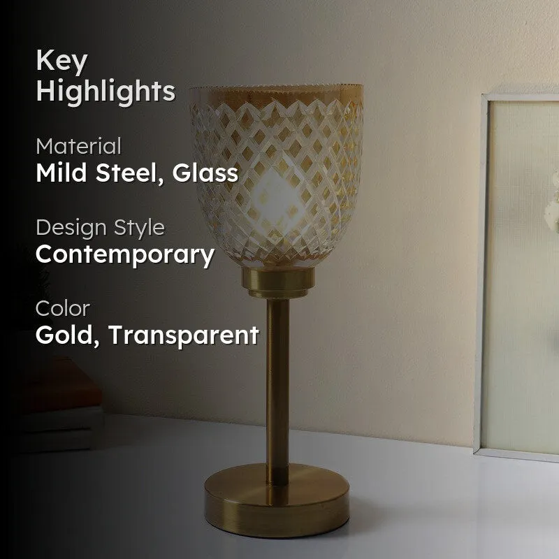 Anora Elegant Mild Steel Table Lamp - Gold,Transparent media 2