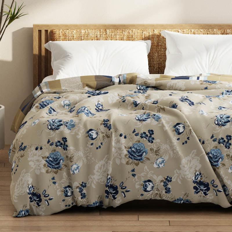 Vanya Floral Reversible Microfiber Comforter (Beige & Brown) - 120 GSM media 8