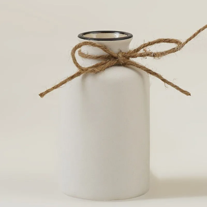 Warm Neutral Ceramic Vase - White media 3