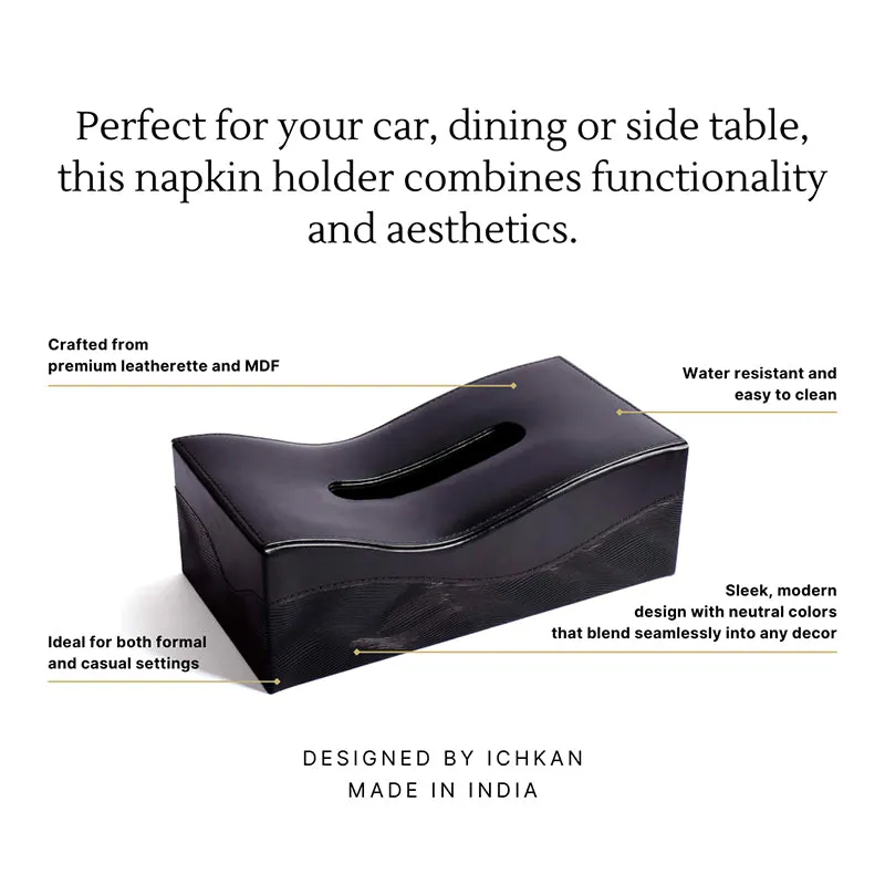 Veltrix Faux Leather Tissue Holder - Black media 8