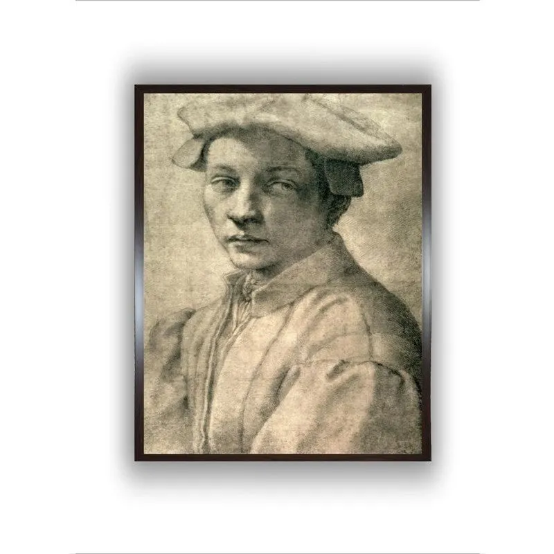 Framed portrait wall painting with a soft shadow on a light background
