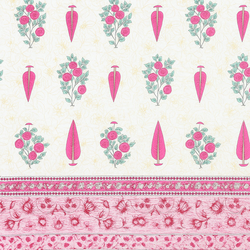 Floral Garden Cotton Bedsheet (Pink) - 144 TC media 4