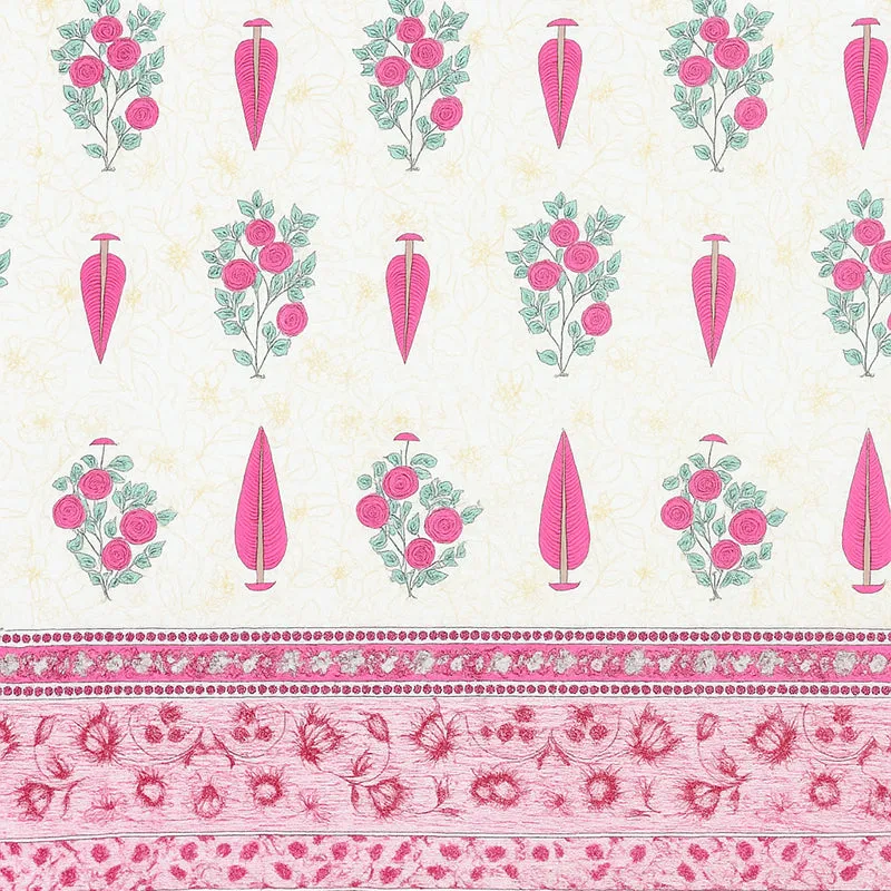 Floral Garden Cotton Bedsheet (Pink) - 144 TC media 4