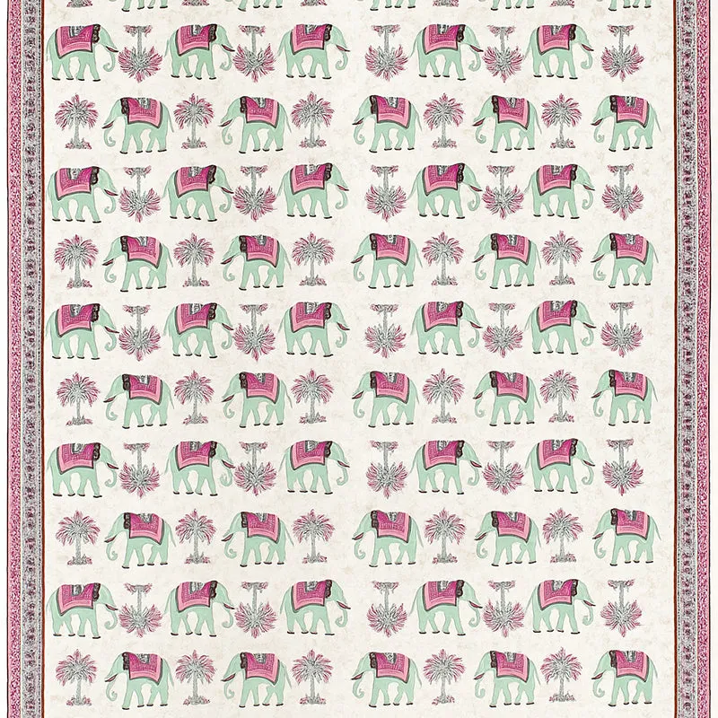 Palms & Tusks Cotton Bedsheet (Pink) - 144 TC media 4