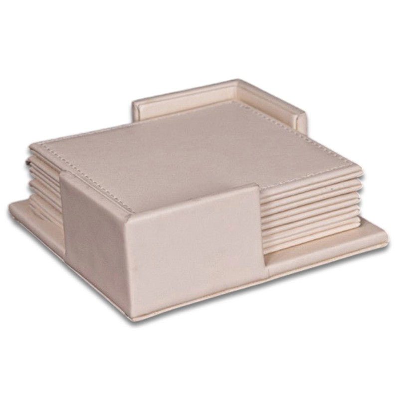 AarviDecor MonoTone Faux Leather Coaster - Seven Piece Set media 3