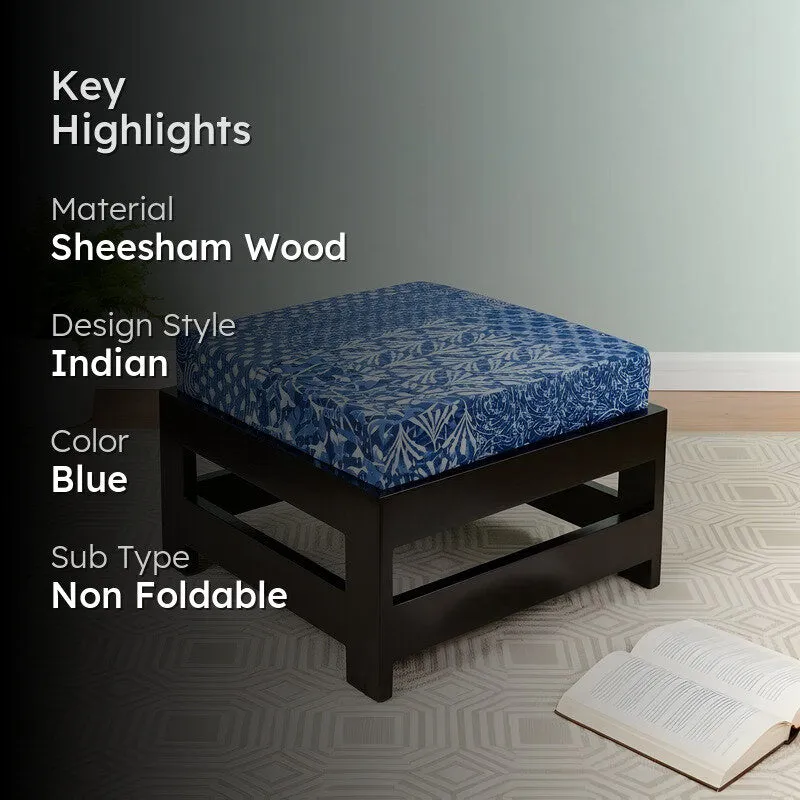 Mavro Sheesham Wooden Bench with Stool (Blue) - Two Piece Set media 2