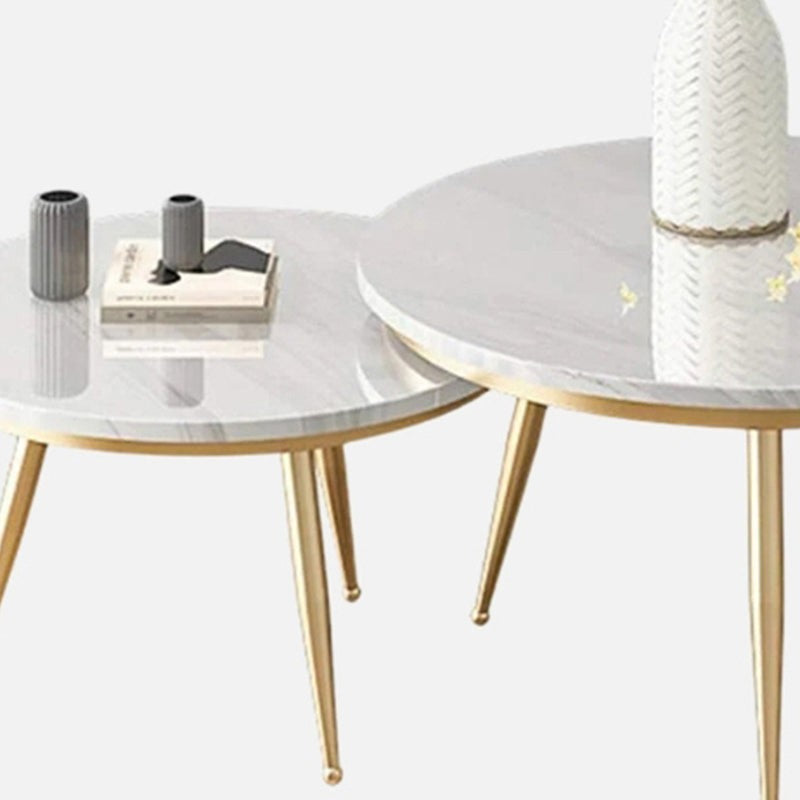 Atelier Blanc Accent Table with Marble Top (Gold & White) - Set Of Two media 4