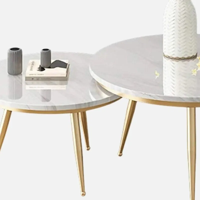 Atelier Blanc Accent Table with Marble Top (Gold & White) - Set Of Two media 4