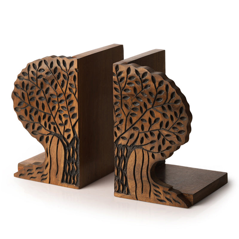 Bound By Nature Handcarved Sheesham Wood Book End - Set Of Two media 5