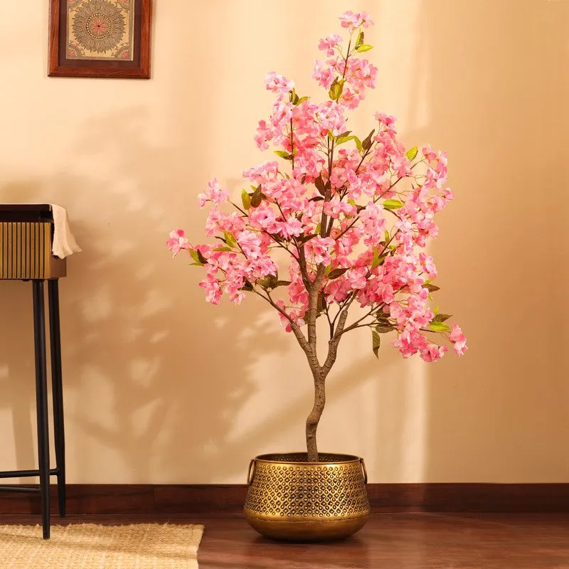Artificial Cherry Blossom Plant With Black Plastic Pot - 4 ft media 1
