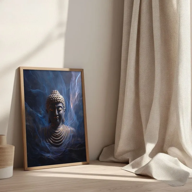 Cosmic Buddha Archival Paper Wall Painting With Brown Frame media 3