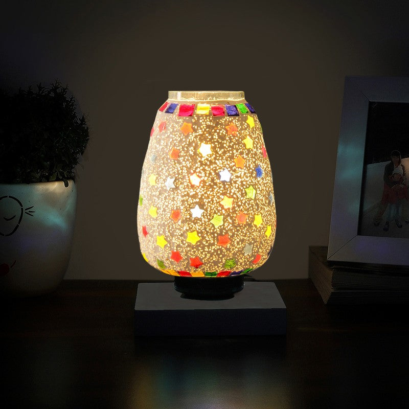 Stellune Glass Table Lamp With Wooden Base - Multicolor