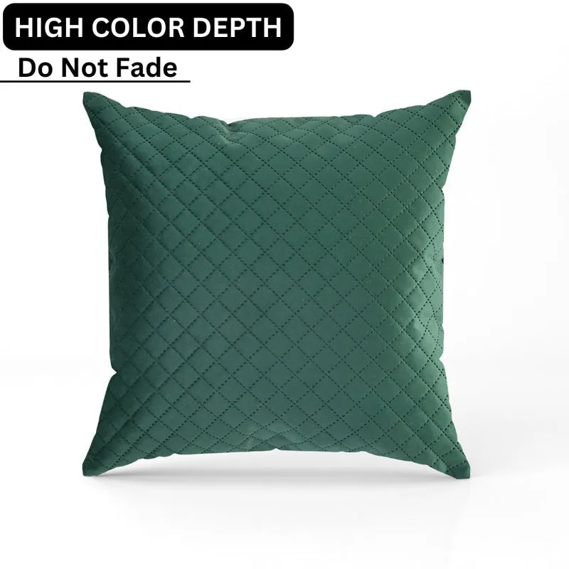 Orson Quilted Velvet Cushion Cover (Green) - Set Of Five media 6