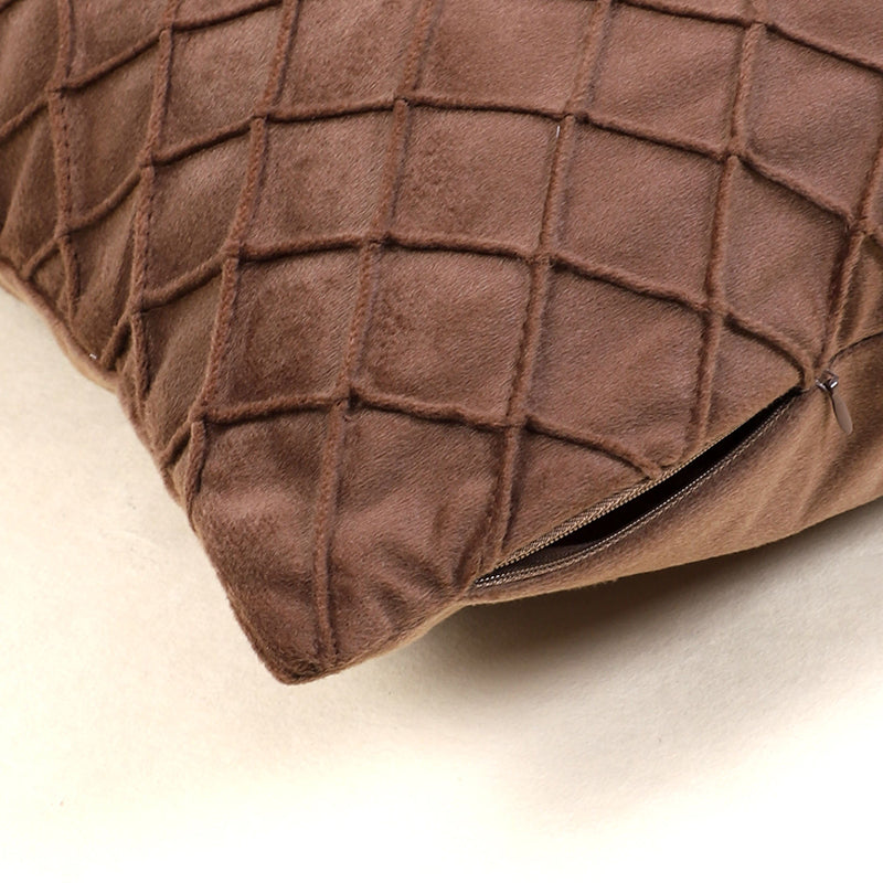 Swayam Lohita Pintex Velvet Cushion Cover (Brown) - Set of Two image 5