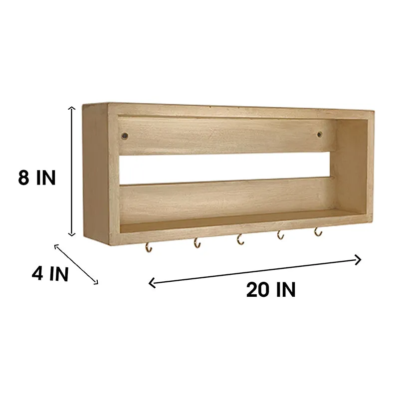 Kaiiro Wooden Wall Shelf Organiser with Key Holders media 8