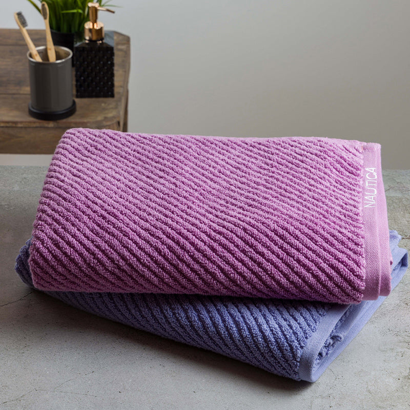 Nautica Riviera Soft Cotton Bath Towel (Light Blue & Lilac) - Set Of Two media 4
