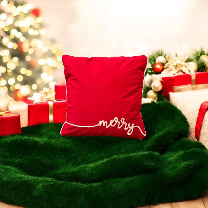 Crimson Gold Cheer Velvet Christmas Cushion Cover media 3