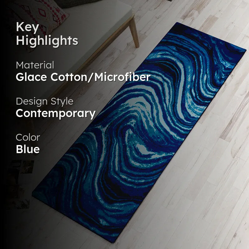 Alderman Abstract Micro Fiber Runner Rug - Blue media 2
