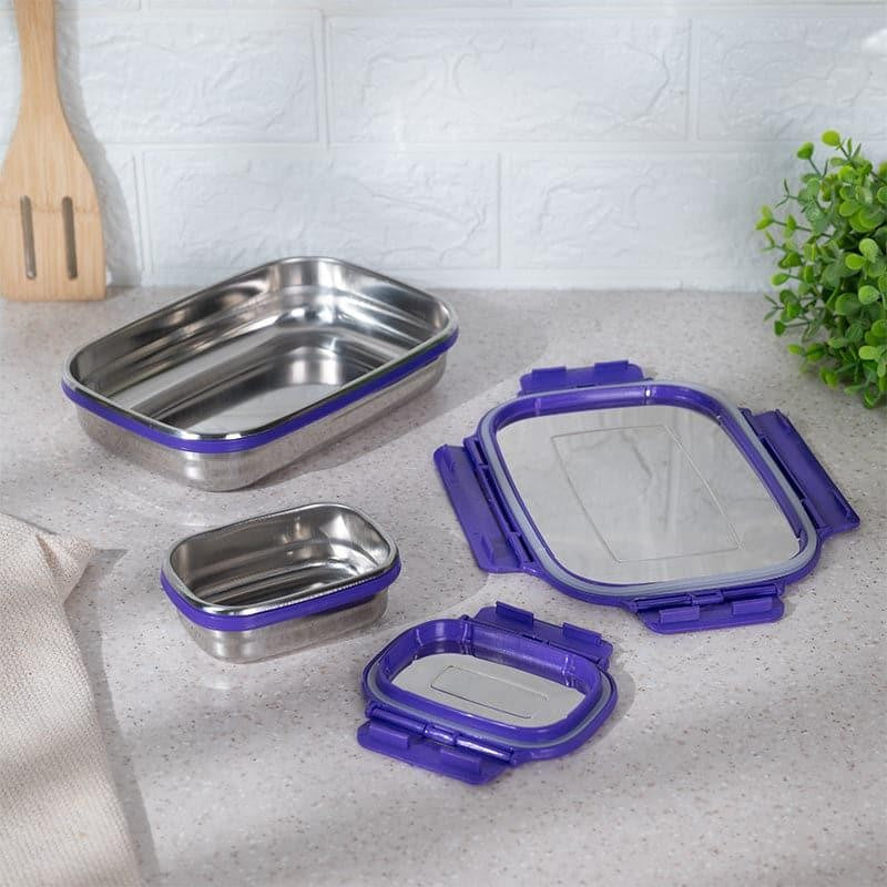 Vidora Violet Stainless Steel Lunch Box (775/150 mL) - Two Piece Set image 3