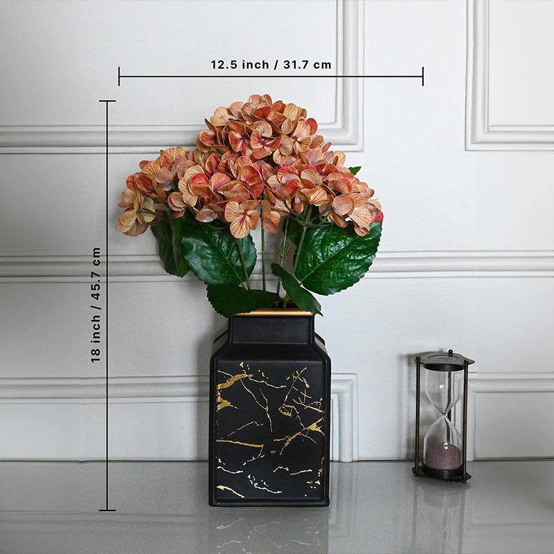 Faux Everlasting Hydrangea Flower Stick - Yellow Brown media 4