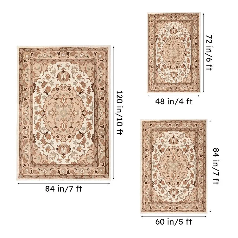 Mithras Hand Tufted Ethnic Wool & Nylon Carpet - Beige media 15