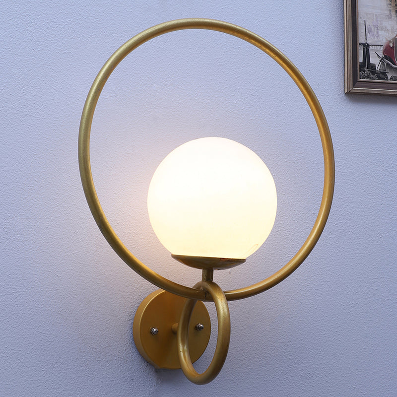 Pearl Halo Iron Moon Glass & Iron Wall Lamp