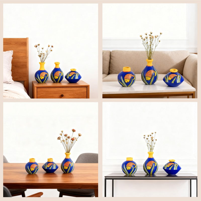Varaha Terracotta Vase - Three Piece Set media 5