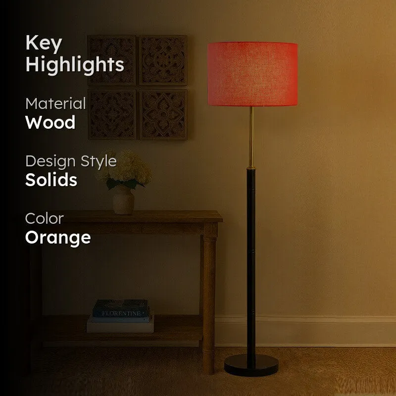 Nordic Glow Wooden Floor Lamp - Orange media 2