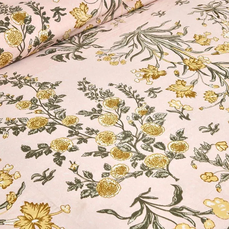 Rachna Floral Cotton Bedsheet (Pink,Yellow) - 180 TC media 6