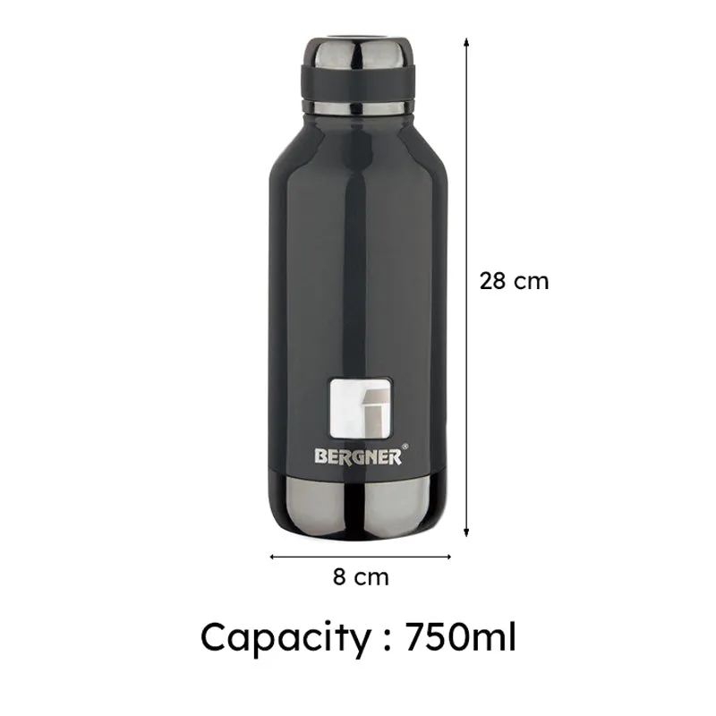 Bergner Walking Hydria Thermosteel Hot And Cold Flask (Black) - 750 mL media 8