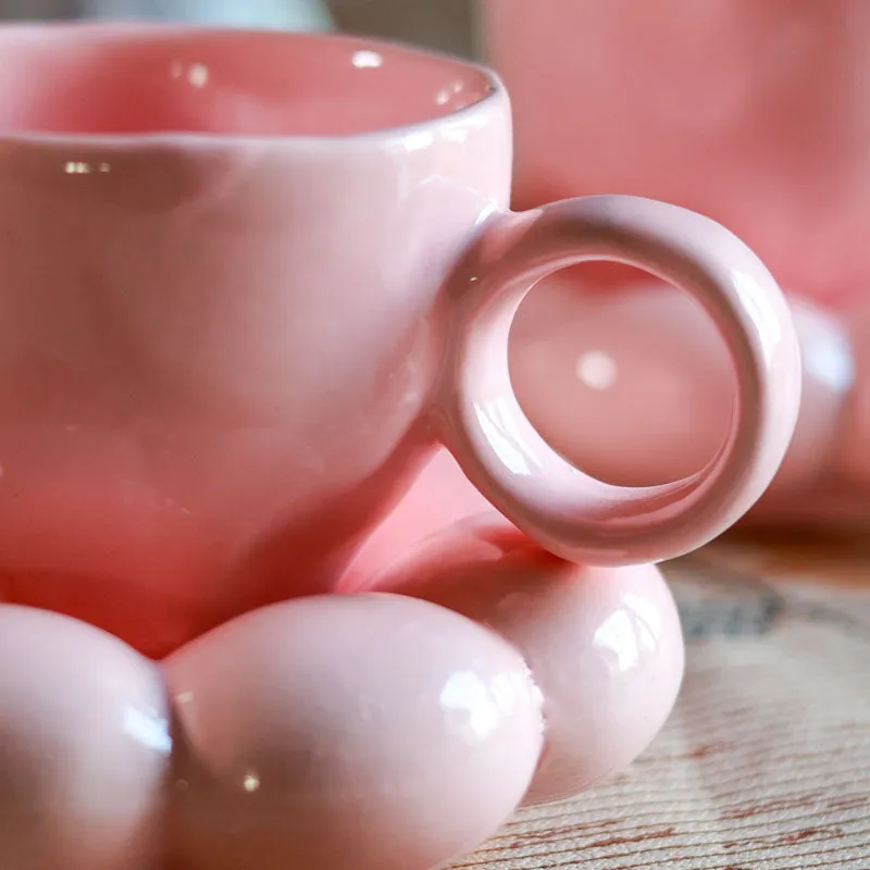 Bubble Buddy Cup & Saucer (Pink/200 mL Each) - Set of Two media 4