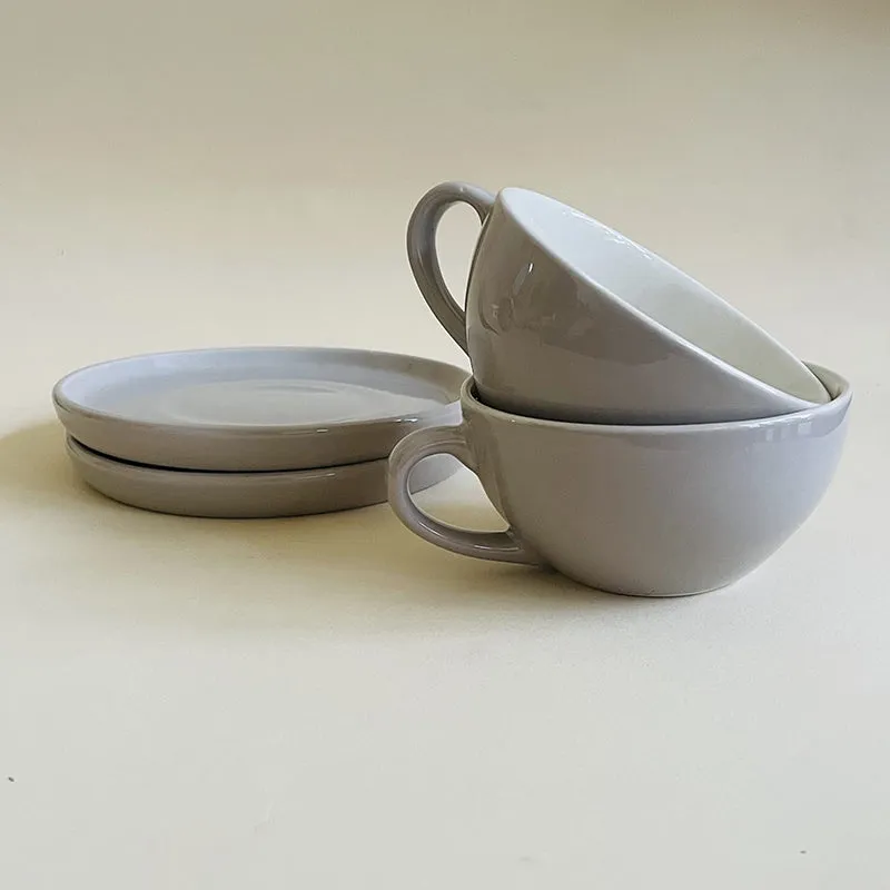 Elegant Grey Cup & Saucer (240 mL) - Four Piece Set media 4