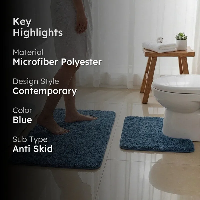 BathEase Anti Skid Bath Mats (Blue) - Set of Two media 2