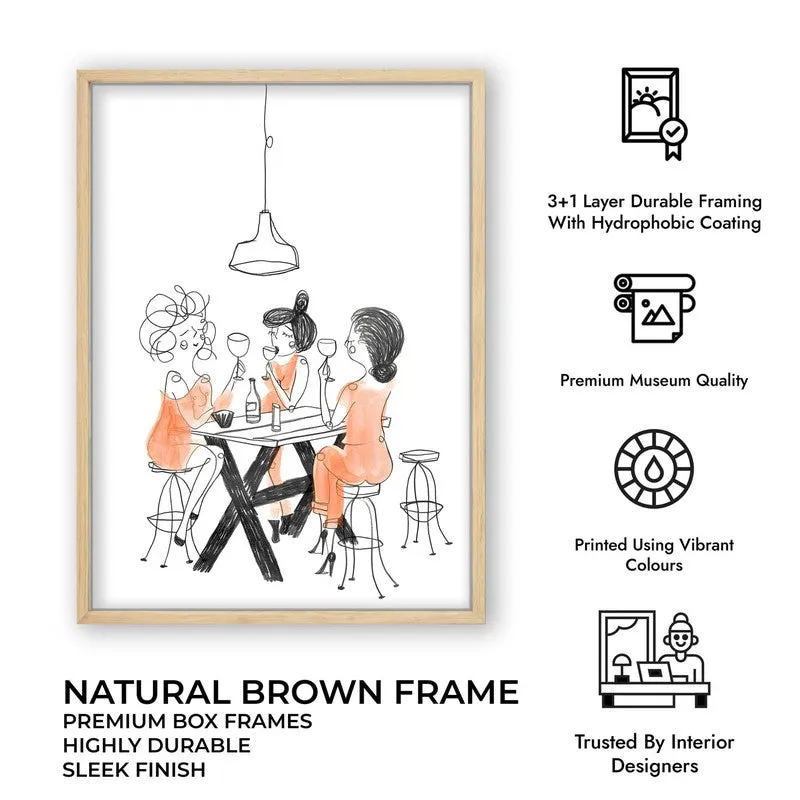 Figurine Dining Archival Canvas Wall Art - Brown media 11